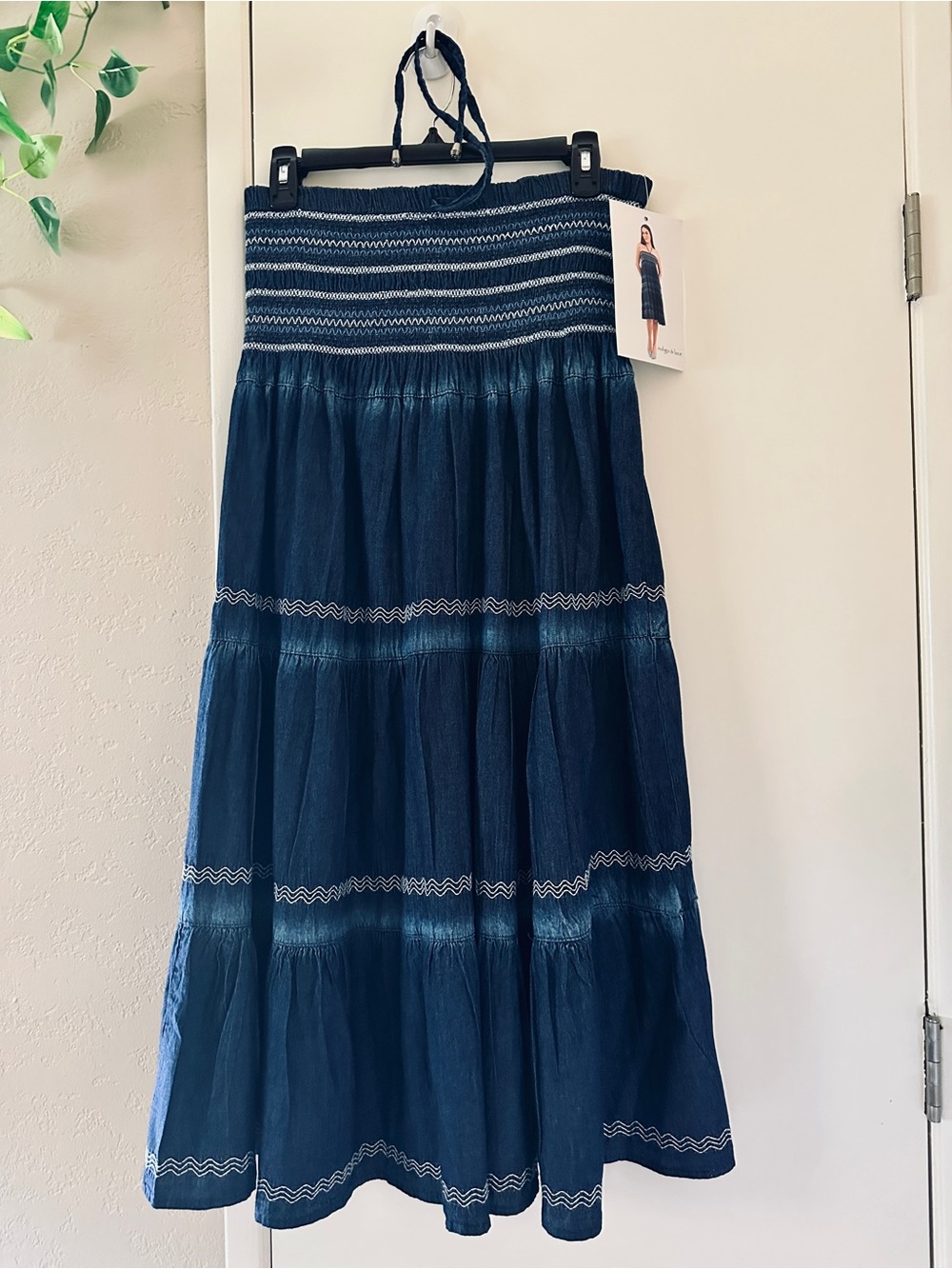 Blue Tiered Midi Dress / Maxi Skirt By Indigo & Lace -Size Large -Versatile